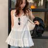 Lemon Green Tea Women's Sweet Ballet-Style Ruffled Lace Camisole Tank for Spring 2026