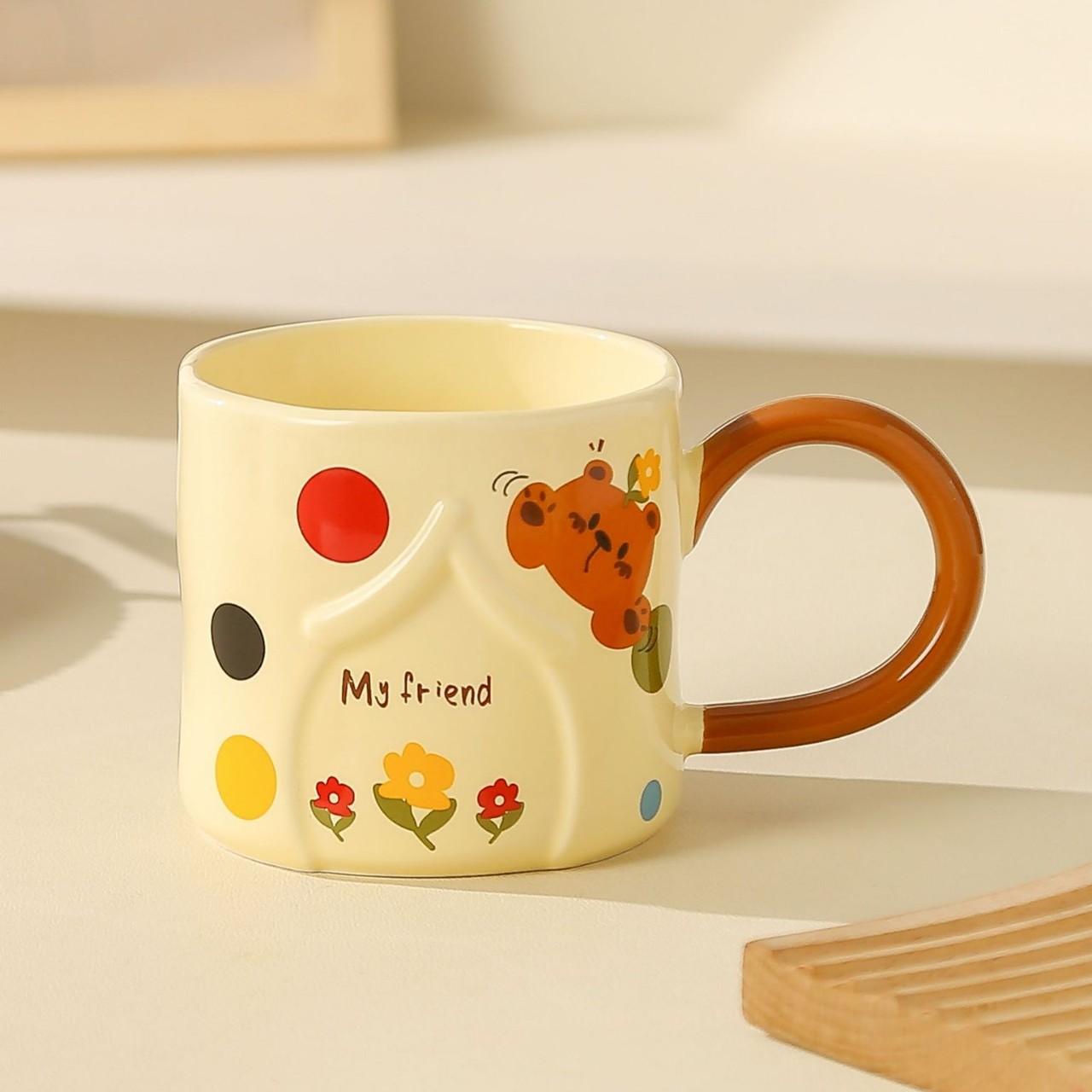 

Кружка «Катонг Медведь» Милая керамическая чашка Высокий уровень внешнего вида Большая вместимость Чашка для питья Дом и офис Чашка для воды Сувенир 450ml