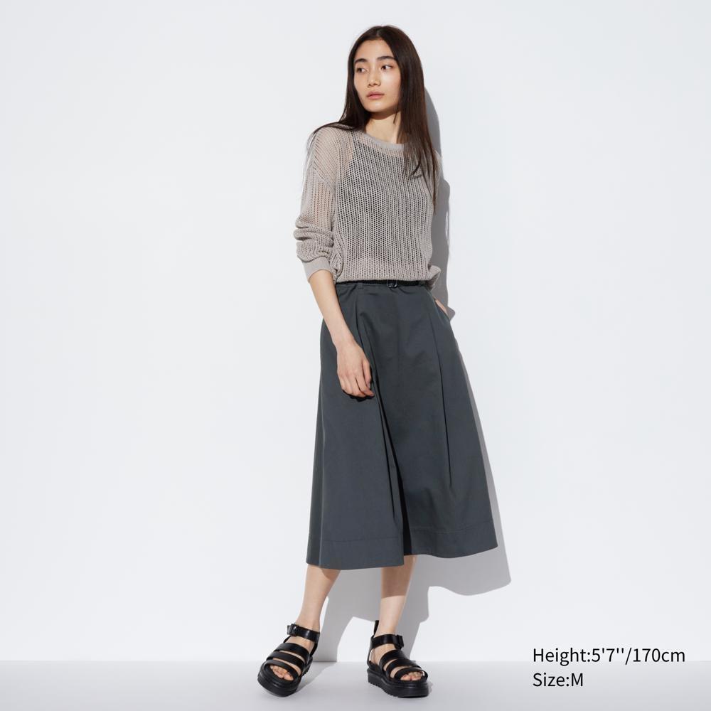 

UNIQLO расклешенная юбка из хлопка с поясом