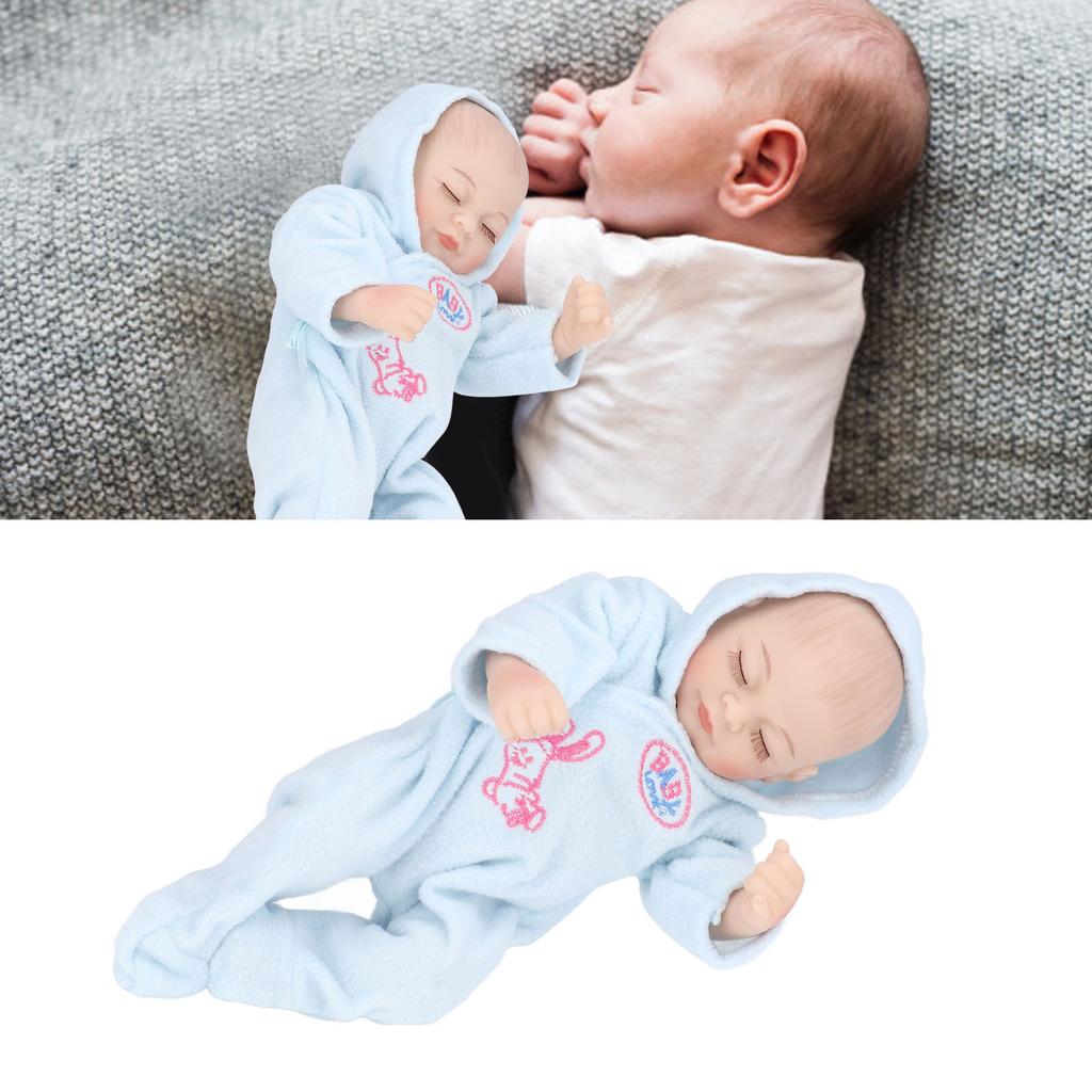 10inch Reborn Dolls Soft Silicone Delicate Facial Details Washable Lifelike Baby Doll Toy with PajamasBlue
