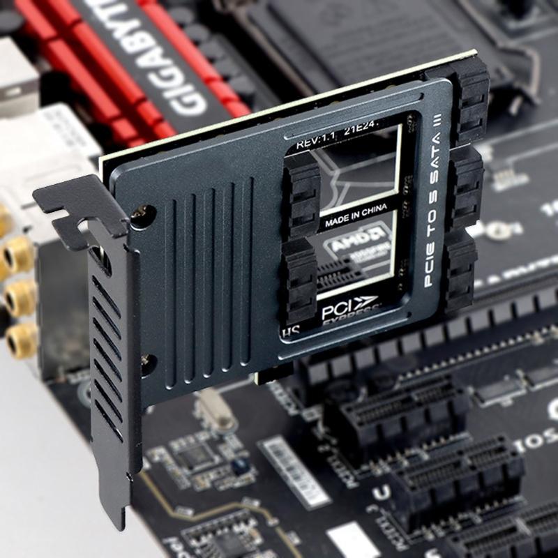 PCI-E 4X to 3.0 pansion Card 5 Full Speed Ports 6Gbps Transfer pansion Hard Drive for Win7 / 8/10 / Linux