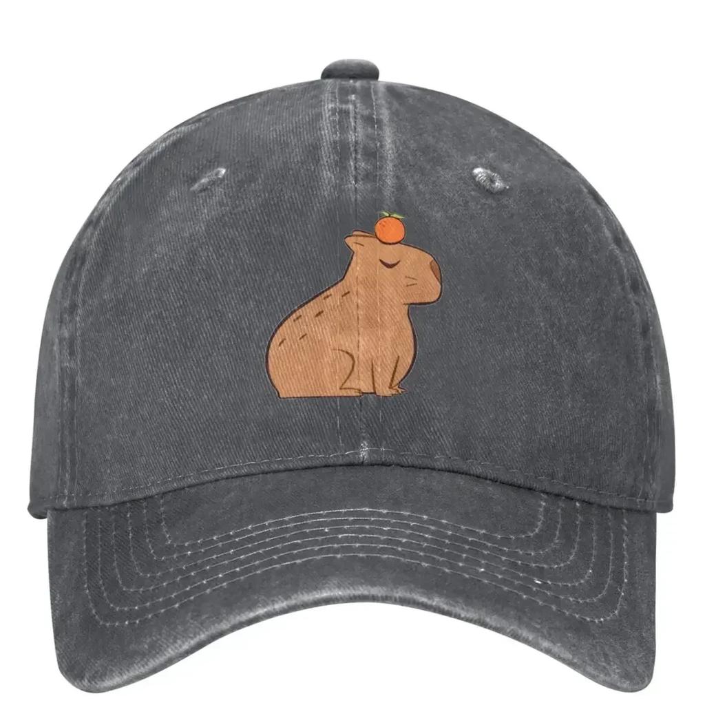 Bee And Capybara Washed Baseball Cap Bee Cappy Casual Trucker Hat Summer Couple Women Outdoor Sun Sunscreen Baseball Caps