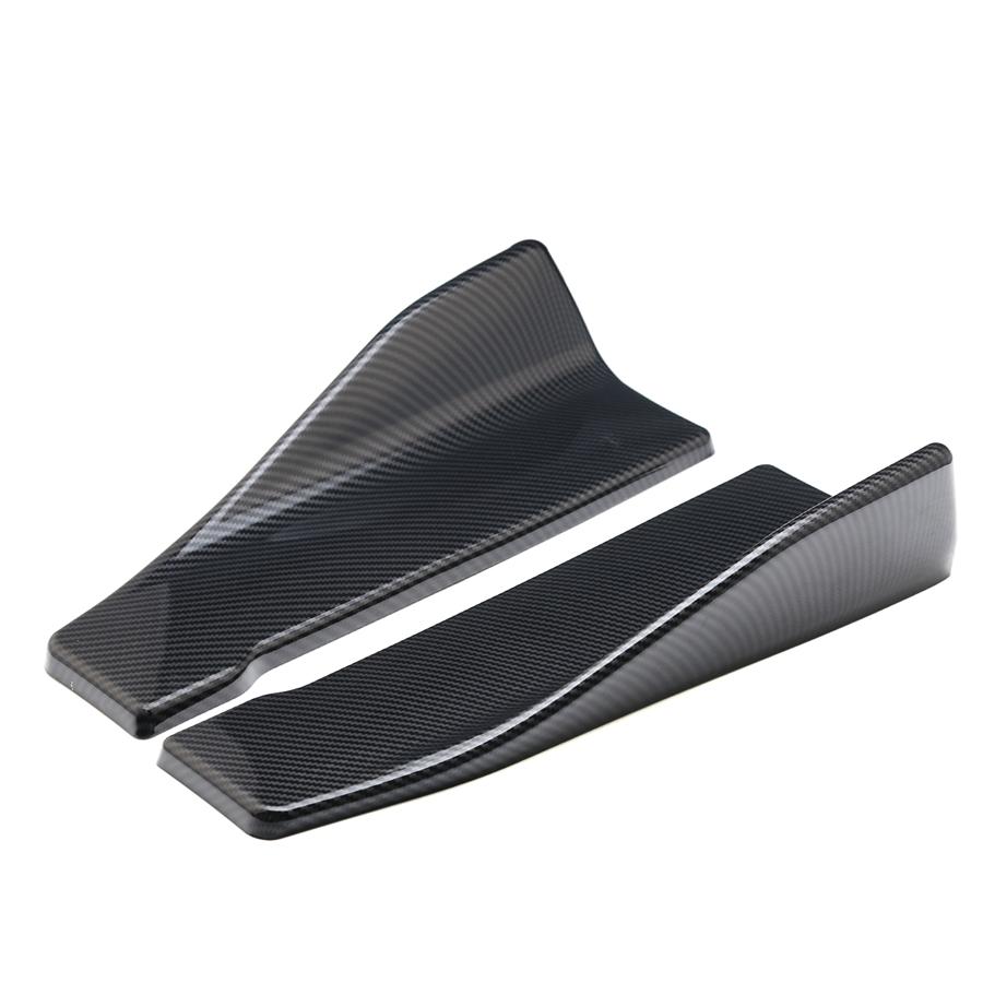 2 Pcs Carbon Fiber Color Car Bumper Spoiler Rear Splitter Diffuser Lip Universal