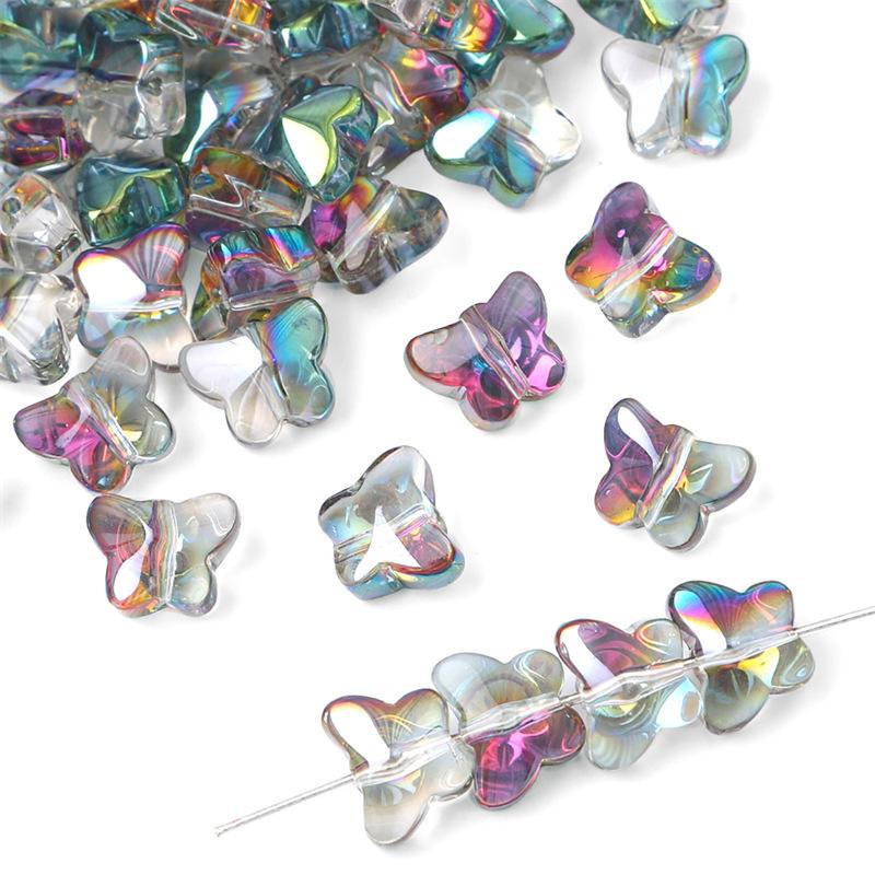 Glass Dazzle Color Butterfly Crystal Beads Loose Beads Handmade DIY Beading Bracelet Glass Beads Homemade Jewelry Accessories Beads for Jewelry Making