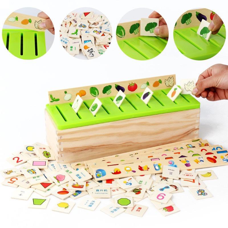 Wooden Creative Garbage Sorting Trash Can Kindergarten Early Education Cognitive Teaching Aids Children'S Puzzle Tabletop Interactive Games