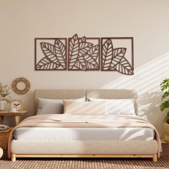 3Pcs/Set Wooden Hollow Leaf Wall Decoration Farmhouse Rustic Leaves Wall Art Home Bedroom Living Room Bathroom Wall Decorative Sign