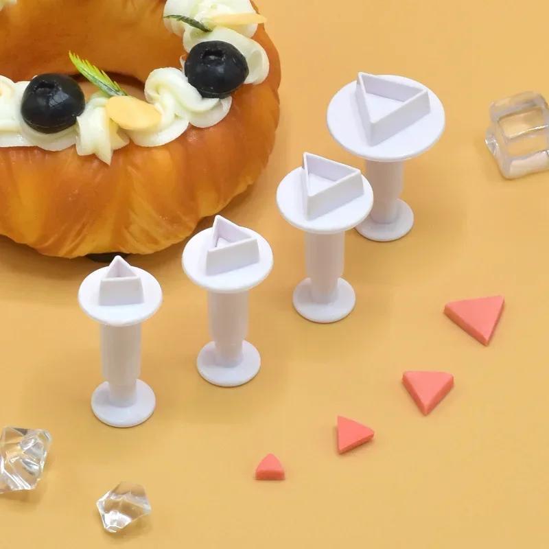 3/4Pcs Heart Five-pointed Star Square Pattern Plunger Fondant Biscuit Cookies Cutter Mold Sugarcraft Diy Mold Cake Decorating