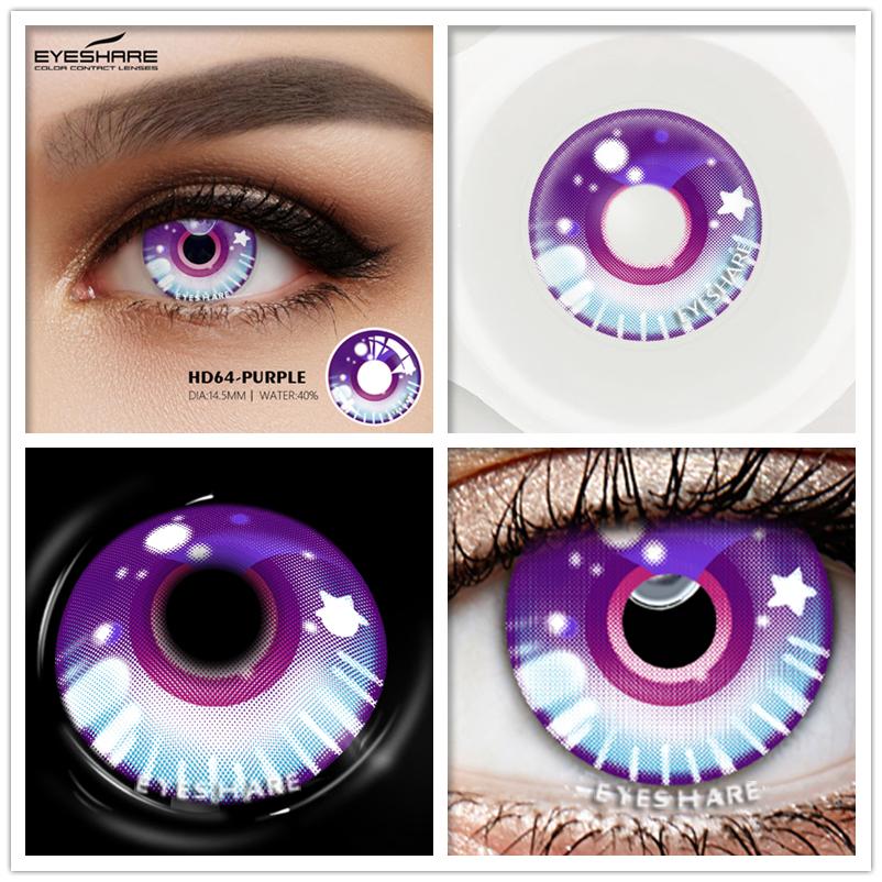 

EYESSHARE Кольорові контактні лінзи для очей 1 пара Аніме Кольорові лінзи для косплею Сині Червоні лінзи на Хелловін Контактні лінзи Краса Макіяж