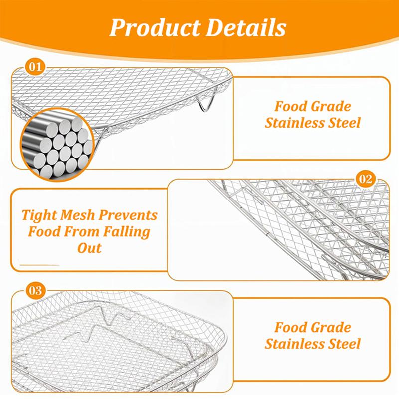 Air Fryer Baking Rack Stackable Stainless Steel Air Fryer Basket Accessories for Baking Roasting, Oven & Dishwasher Safe