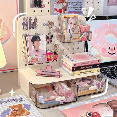 Aufbewahrungsbox mit Schubladen und Lochwand, Aufbewahrungsbox für Fotokarten, Desktop-Kunststoffbehälter für Schlafzimmer, Büro-Organizer