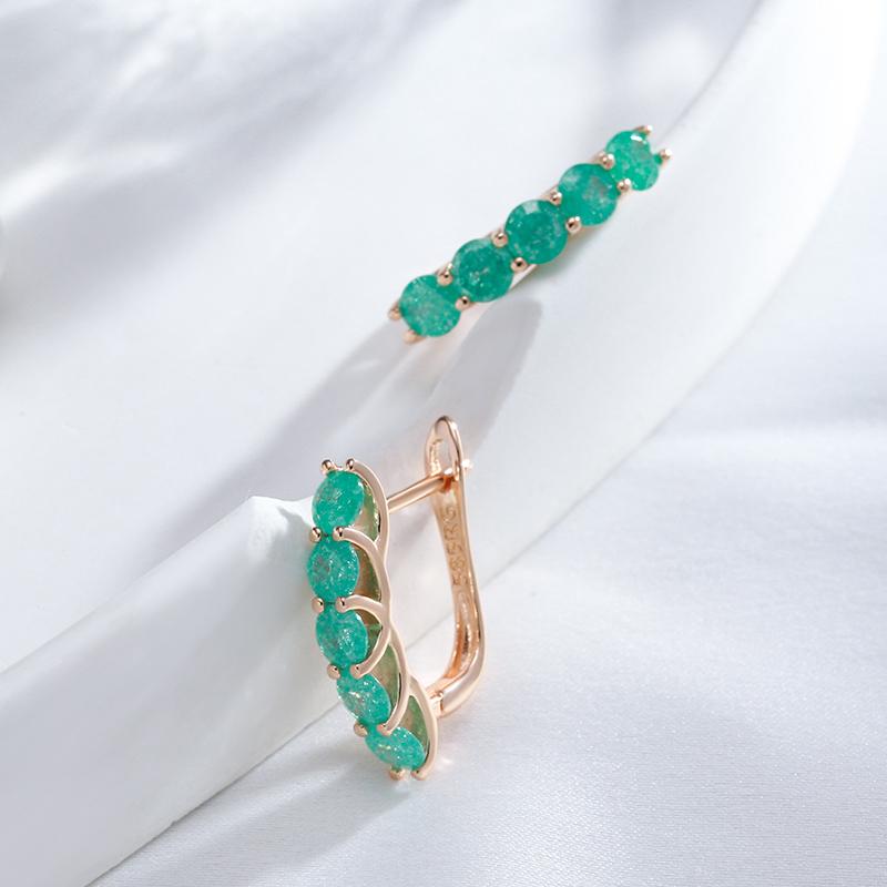 Emerald Round Cut Drop Earrings For Women Luxury Natural Zircon With  Rose Gold Color Earrings Daily Fine Jewelry