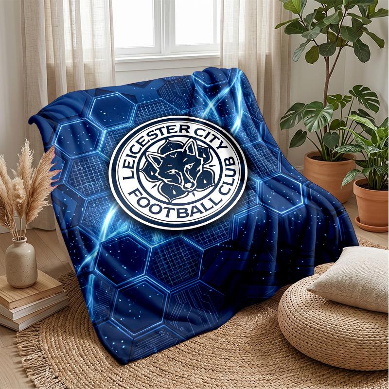 Leicester City Football Print Flannel Blanket, Soft Warm Lightweight Throw Blanket for Sofa Bed Camping