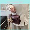 Trendy Grid Lock Closure Small Square Bag Women Bags2024 Pu Leather
