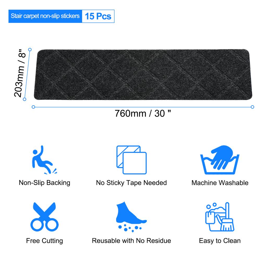 4/10/15pcs Non Slip Stair Treads Floor Carpet Mat 8x30" 76x20.3cm Wooden Steps Stair Anti-Skid Step for Indoor Kids Pets Safe