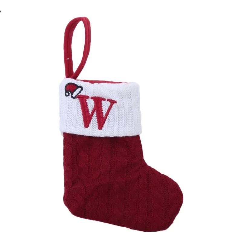 Christmas Socks Pendant Embroidered Children's Candy Bag Letter Christmas Socks Gift Bag Holiday Supplies Christmas Decoration