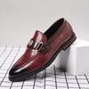 New Men's Business Leather Shoes Large Size Plaid Casual Loafers Men's Banquet Foot Cover Metal Buckle Shoes 48