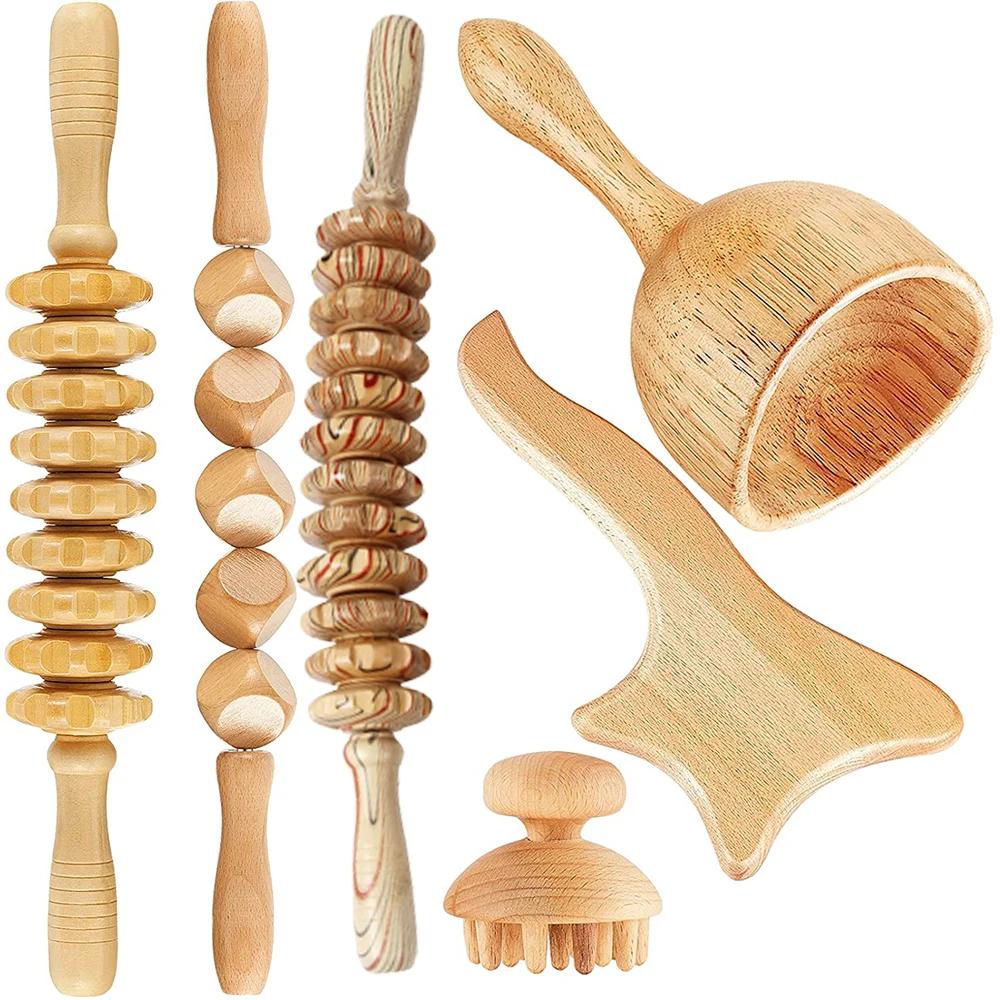Wood Skin Scraping Therapy Complete Kit Maderotherapy Kit For Reductive Massage Professional Wood Massage Tool For Body Contour
