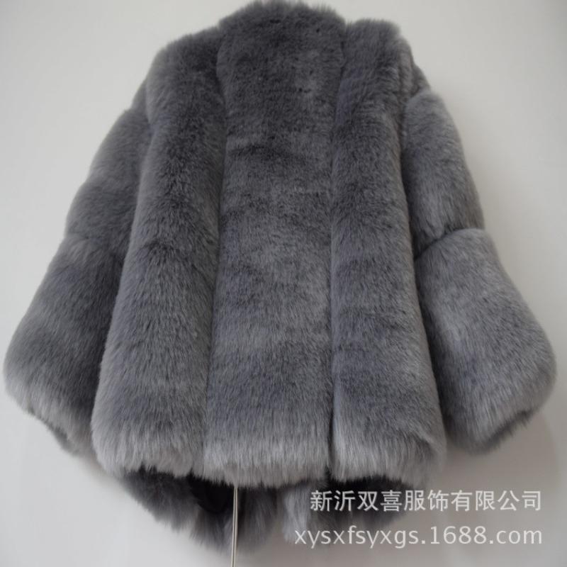 New imitation fox hair splicing coat women's autumn and winter casual warm imitation coat