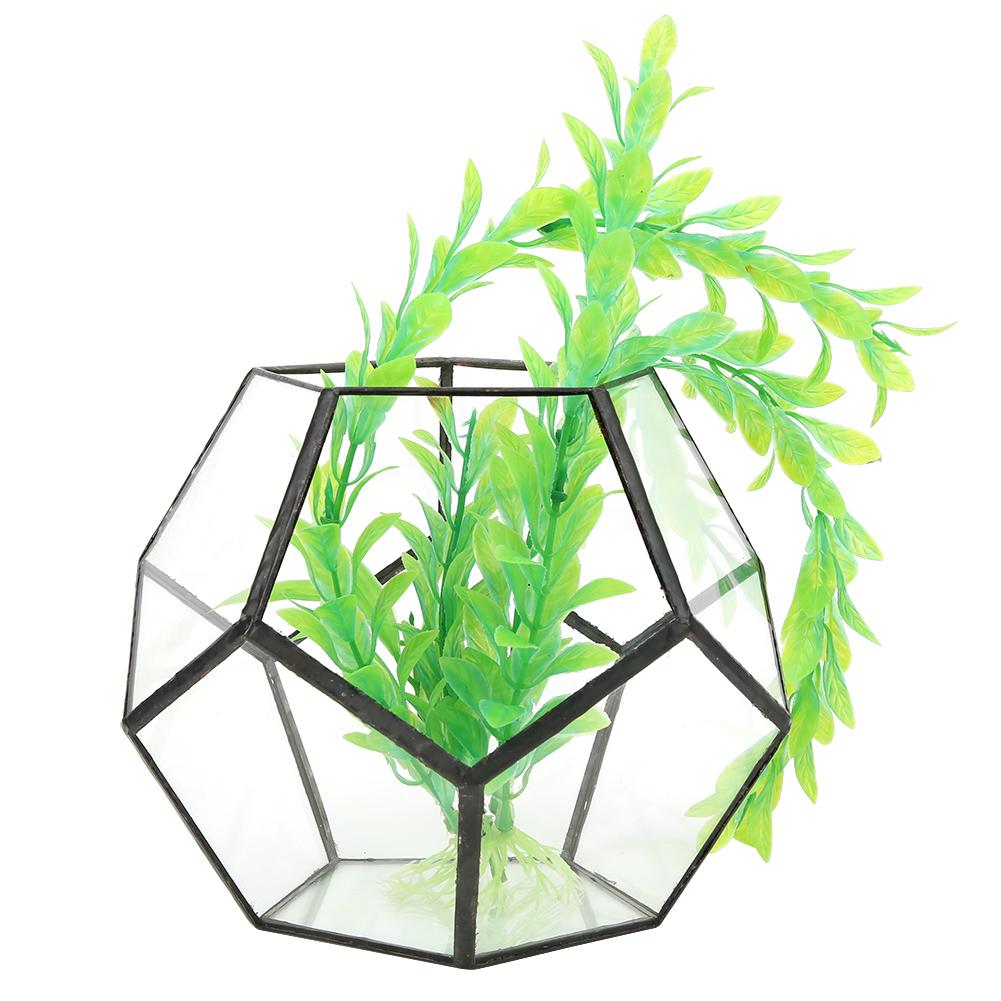Geometric Shape Glass Flowerpot Succulents Plant Planter Container Decor Landscape Display   Decor