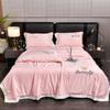 New Washed Ice Silk Embroidered Summer Quilt Four-Piece Summer Quilt Simple Solid Color Air Conditioning Quilt Summer Cool Quilt
