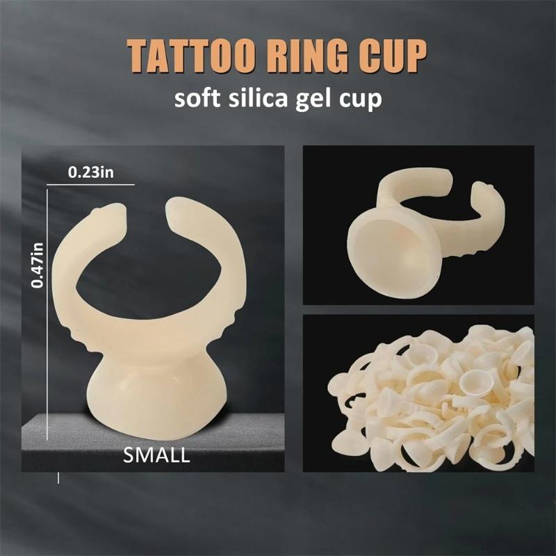 

100Pcs Disposable Ring Tattoo Ink Cups Soft Silicone Pigment Container Portable Microblading Permanent Tattoo Pigments Accessory