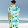 1pc Cartoon Dinosaur Print Hooded Towel Poncho, Quick Dry Polyester Beach Changing Robe, Matching Family/Couple Swim Poncho for