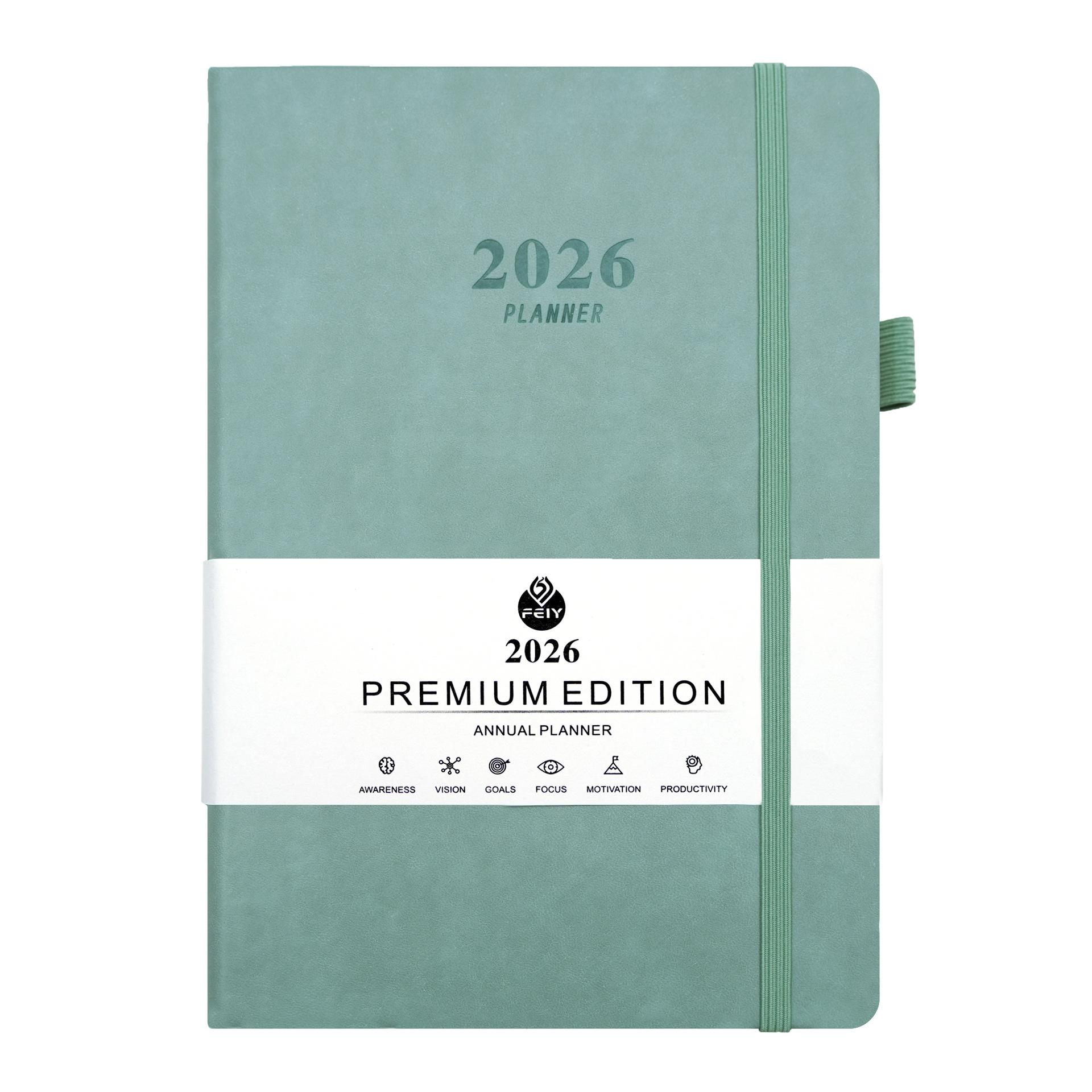 2026 Weekly and Monthly Planner, Leather Cover, A5 Size Blue