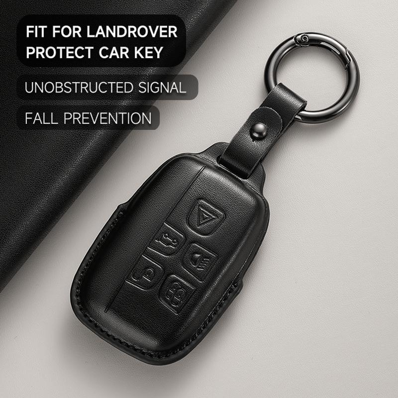 Leather Car Key Cover Case Protection Shell Keychain For Land Rover Range Rover Sport Evoque Freelander Velar Discovery 4 5