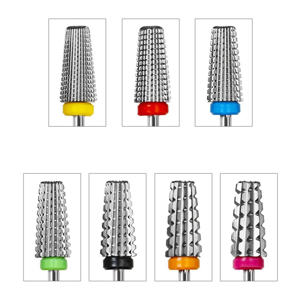 5 In 1 Tungsten Nail Drill Bits Carbide Milling Cutter Nail Sander Tips for Electric Nail File Cuticles Clean Tools