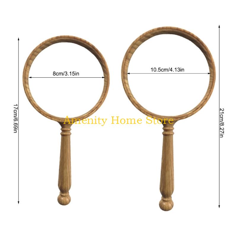 F26C Aspherical Lens 10X Magnifier with Retro Wooden Handle Not Fatigue Magnifying Glass for Detailed Observation Home Decors