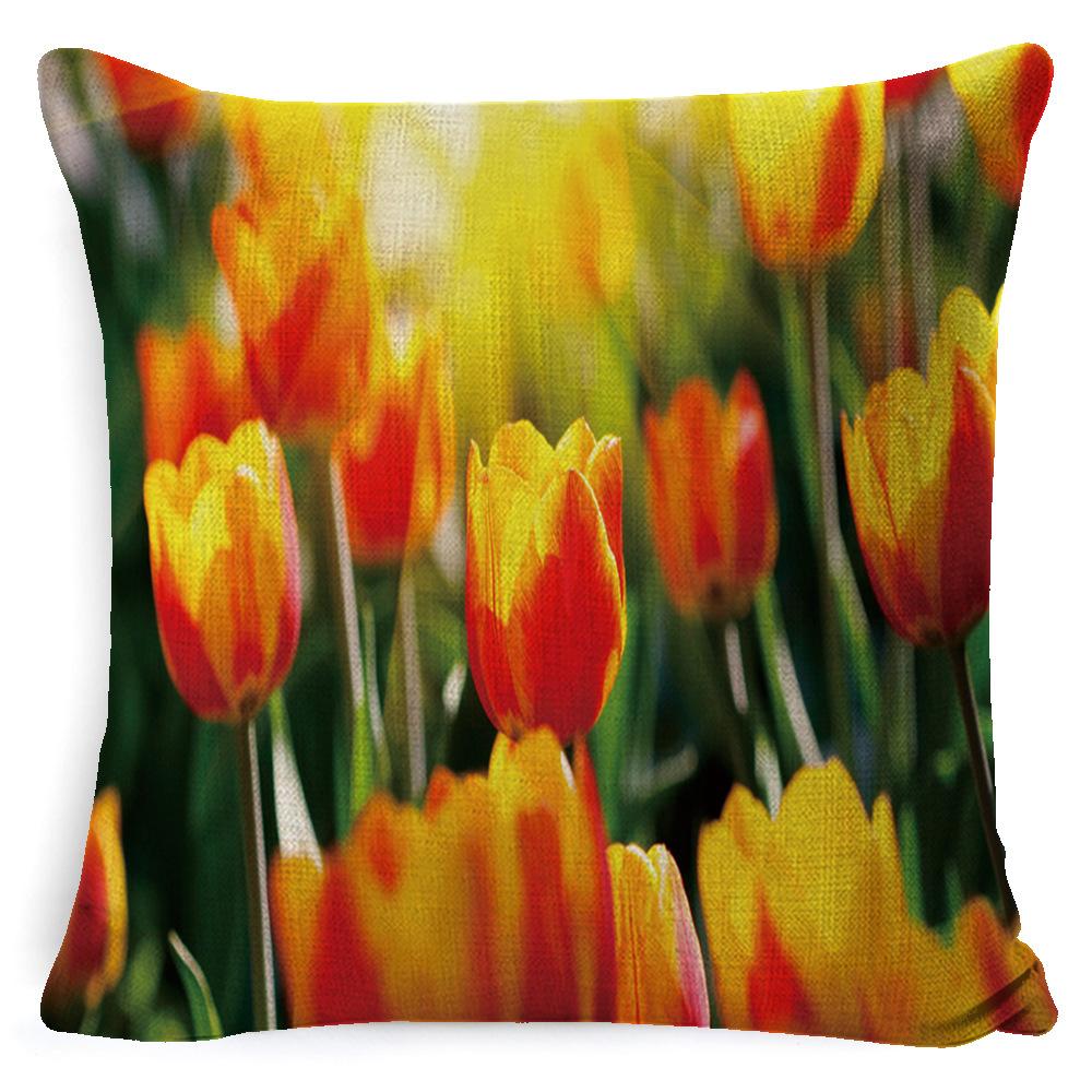 Harvest Thanksgiving Sunflower Pillow Cover Sofa Waist Support Cushion Pillow Plant Car Back Cushion Linen Material