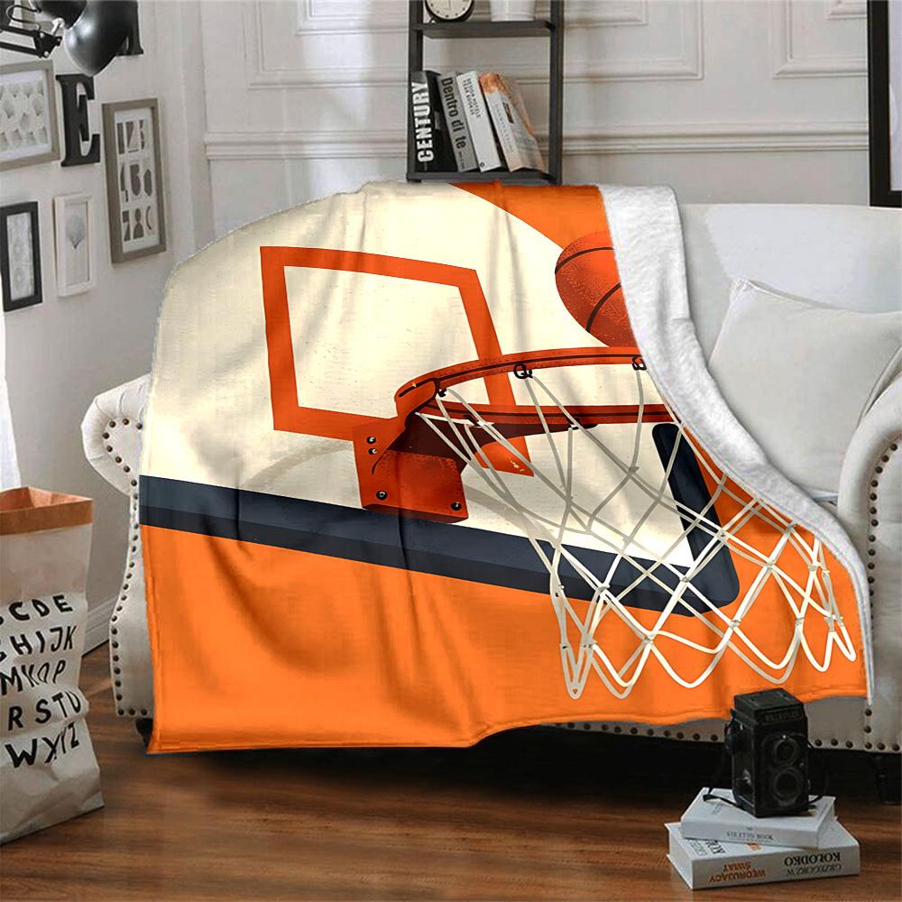 1pc Basketball Hoop Blanket, Lightweight Flannel Throw Blanket for Sofa, Bed, Travel, Camping, Living Room, Office, Couch067