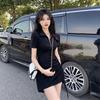 Summer Short-sleeved Polo Dress Women's Year New Irregular Waist-wrapped Hip Short Skirt Slim Spice Skirt