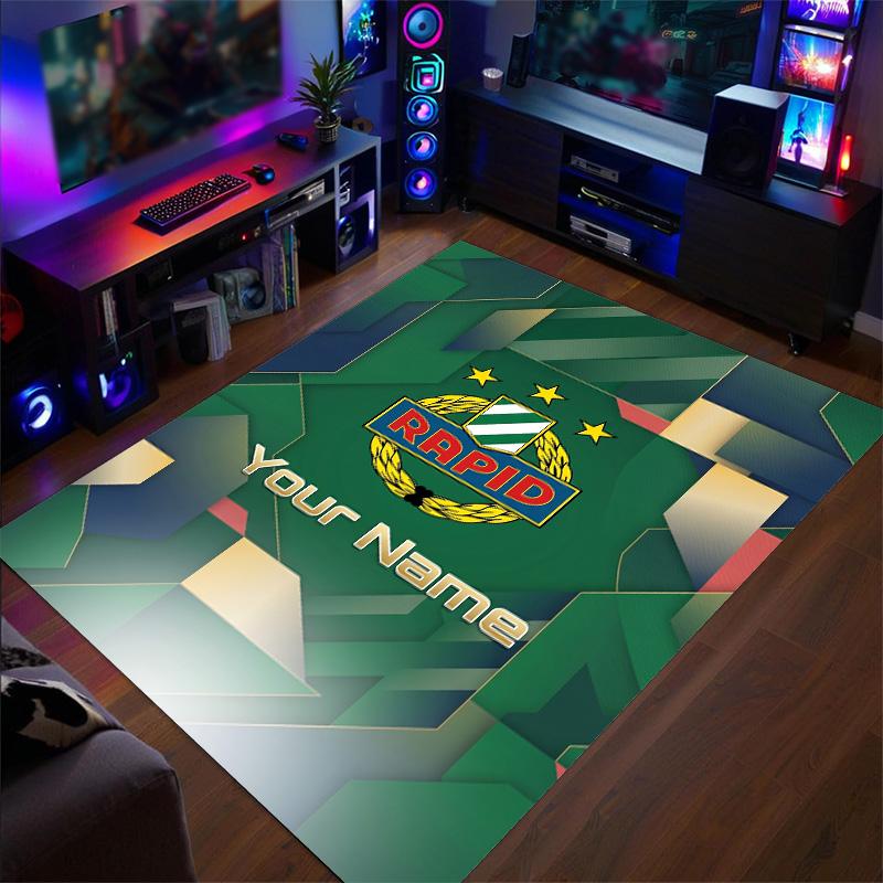 Crystal Velvet Rug Rapid Wien FC Print Custom Name Text Floor Mat Home Decor