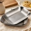 Light Gray Pure Titanium Rectangle Dinner Plate,Heat-Resistant Home Steak Plate Dinner Dishes Grill Tray Tableware,Kitchenware