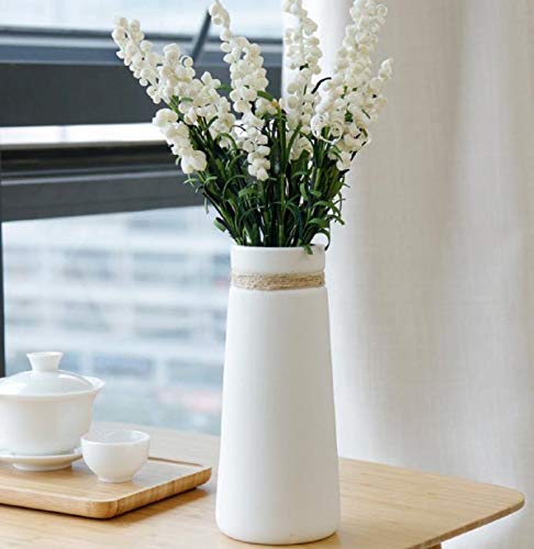 White Ceramic Flower Vase, Nordic Japanese Antique Style, Large (White-Soy-masheng)