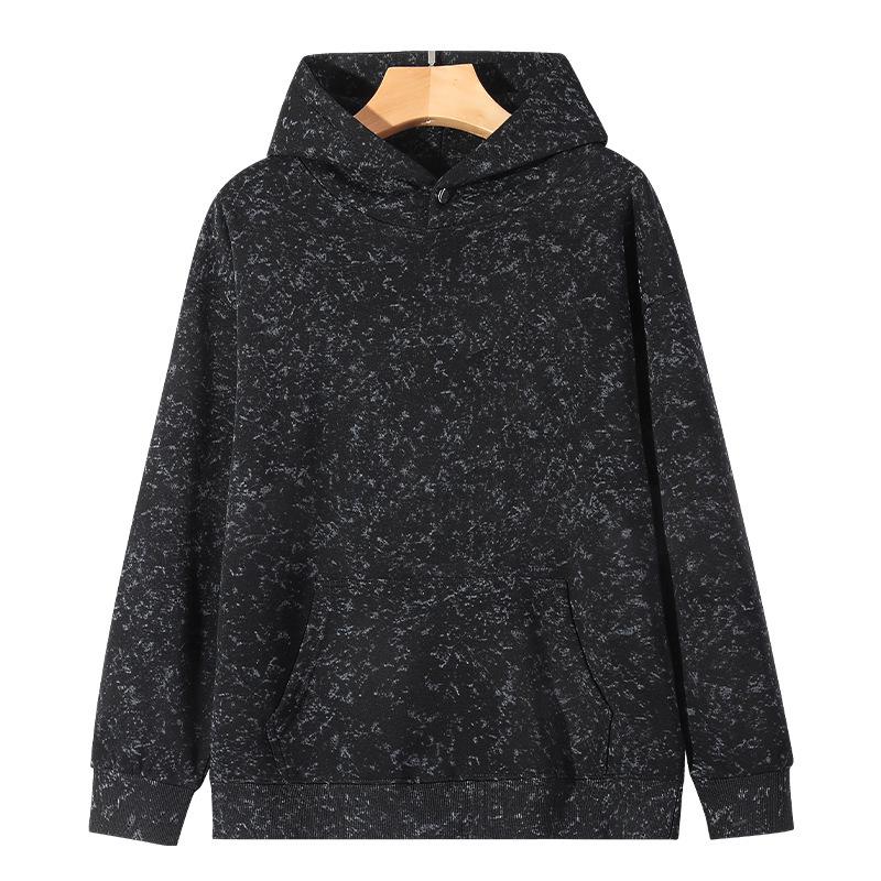 Men s Hua Cotton Tie-Dye Hoodie Sweatshirt - Unisex Loose Fit, Drop Shoulder, Casual Style for Autumn/Winter. Tie-dye Black