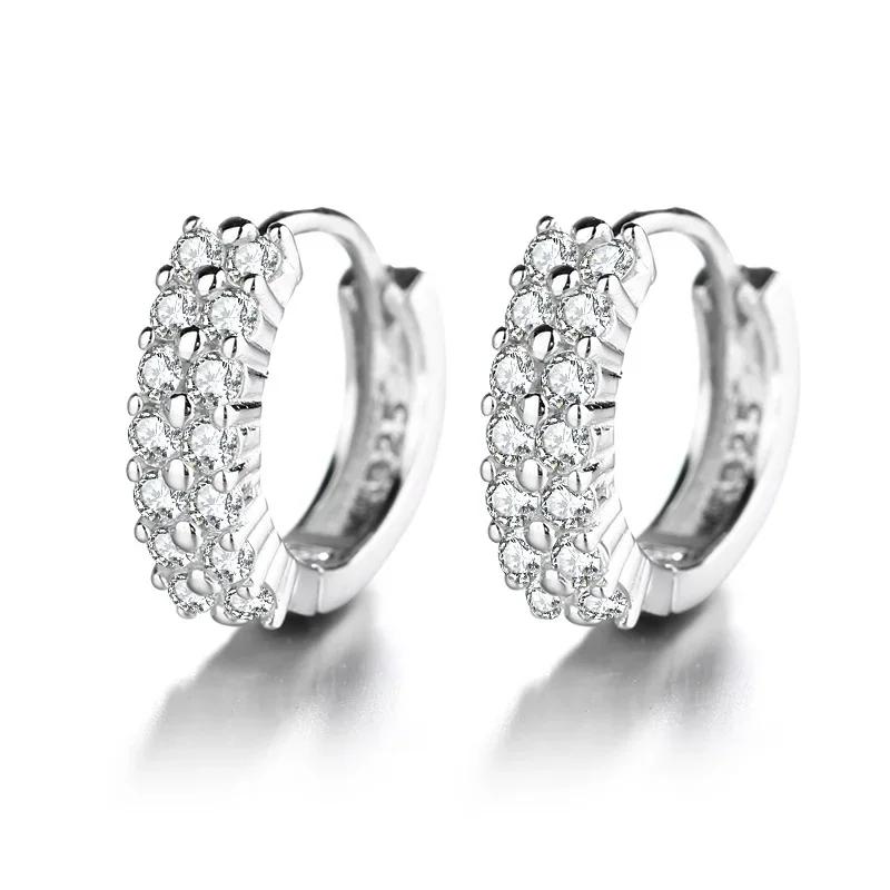 

Luxury Trend Stainless Steel Crystal Round Copper Color Hoop Earring for Women Charm Zircon Dangle Earring Wedding Bride Zircon мідний