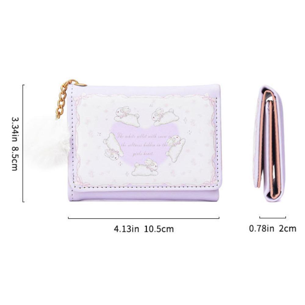 Short Bunny Cash Purse Bag Korean Style Heart Three Fold Wallets Rabbit Pocket Purse Wallet Girls