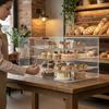 Bakery Display Case, 4-Tier Commercial Countertop Pastry Display Case, Clear Acrylic Bread Box for Kitchen, Party Cake Cabinet with Magnetic Rear Door