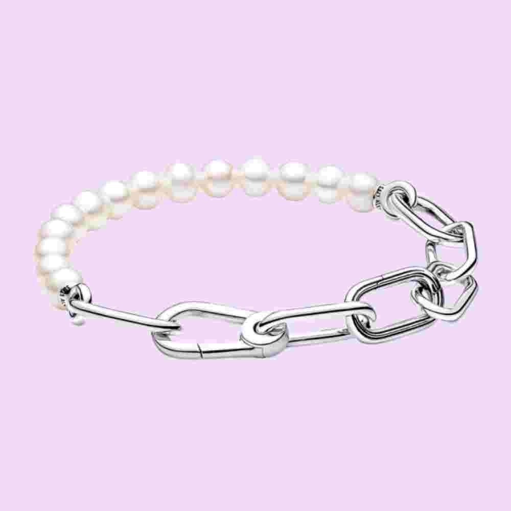 

Браслет из стерлингового серебра 925 пробы с пресноводным культивированным жемчугом для женщин, ювелирные изделия на день рождения, подарки с тканевой сумкой