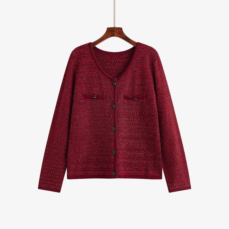 

Женский свободный свитер-кардиган большого размера с высоким качеством и темпераментом XXXL красный