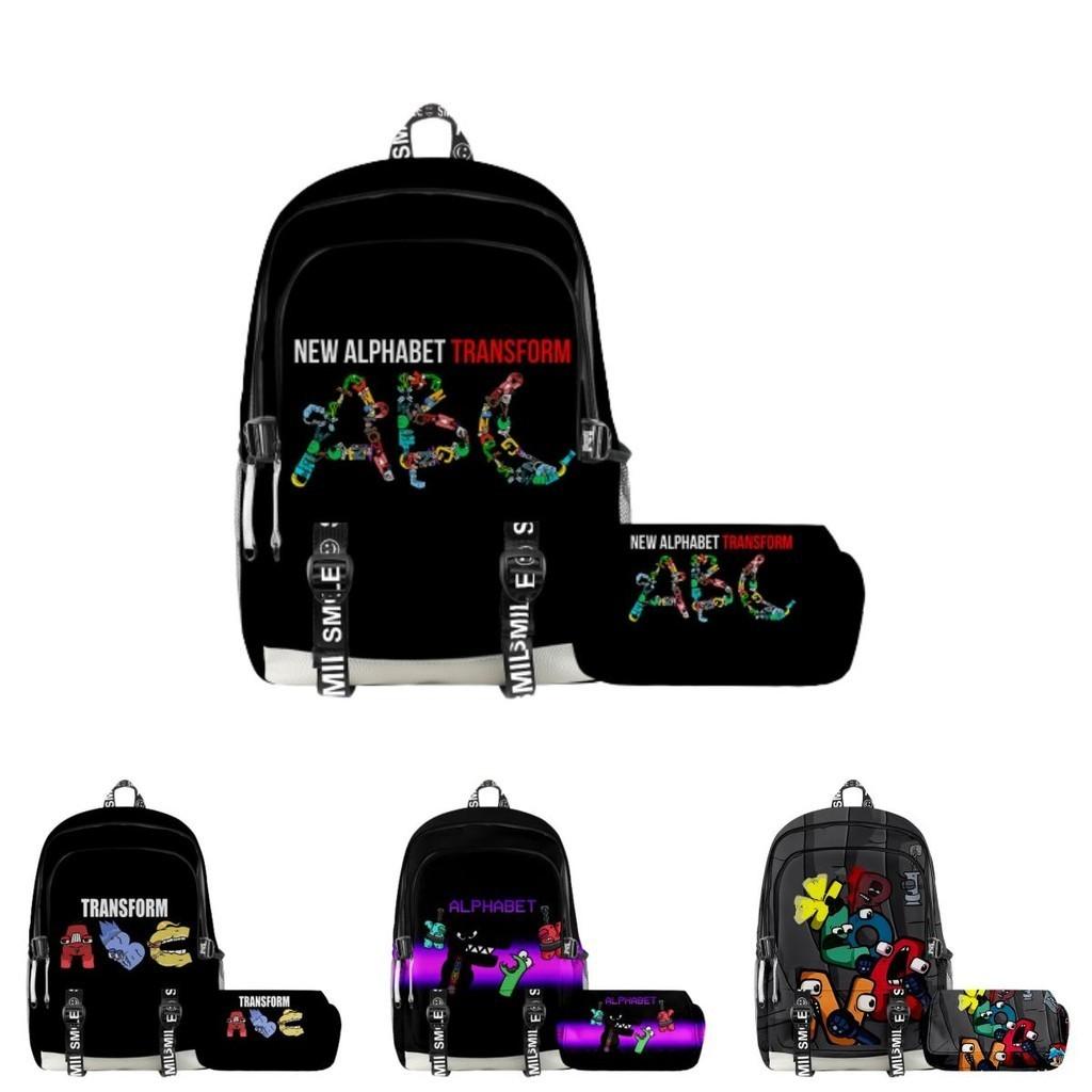 Alphabet Lore Legend Schoolbag Backpack W/ Zipper Double Layer Pen Bag Two-piece