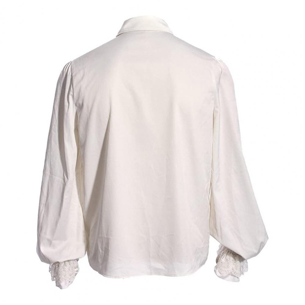 Renaissance Ruffle Design Top Renaissance Vintage Royal Style Men's Performance Shirt for Halloween Cosplay Costume with Ruffle