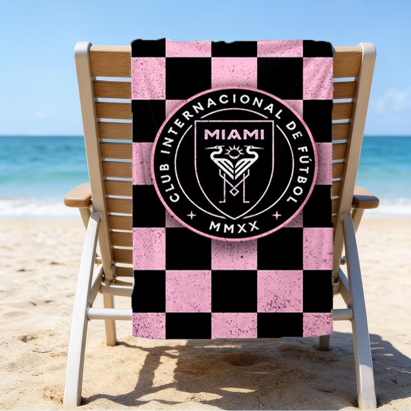 Inter Mi-ami Fc Emblem Printed Beach Towel, Super Soft Microfiber, Perfect Gift Birthday, for Pool, Beach, Travel, for family and friends