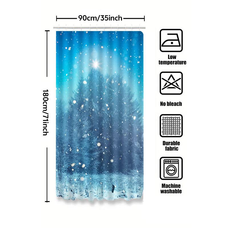 Tuniu Winter Forest Shower Curtain Snowy Woods Nature Landscape Bathroom Decor Set Artistic Blue Treescape Backdrop Cozy Home Sp