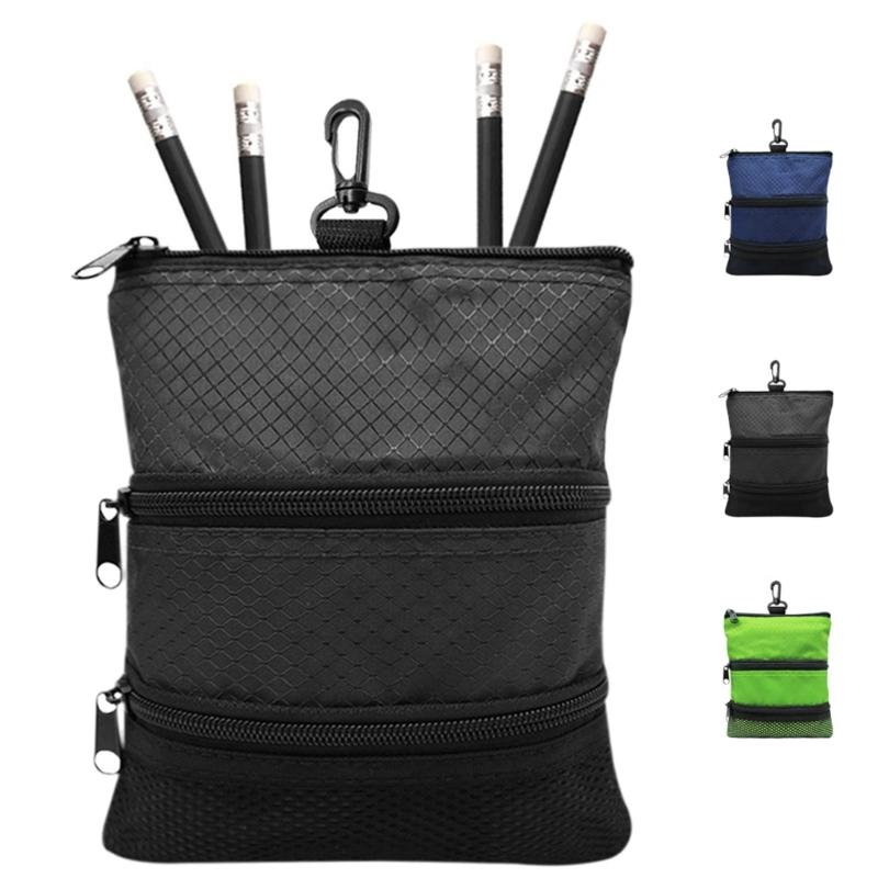 3-Layers Zipper Golf Bag Golf Tee Bag Pouch Bag Golf Balls Holder Bag Golf Balls Pouch Bag Golf Storage Handbag Pocket