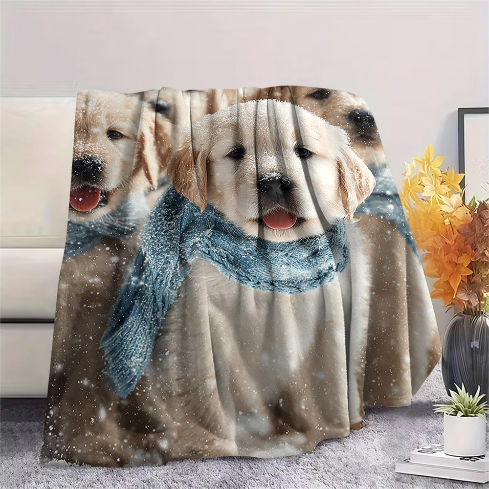 Golden Retriever Print Flannel Blanket, High Quality Comfortable for All Seasons, Home Decor, Warmth and Comfort, Perfect for Christmas Gifts