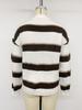 TEMU Europe 2026: American Retro Striped Knit Sweater - Loose Fit, Drop Shoulder, Long Sleeve, Round Neck.