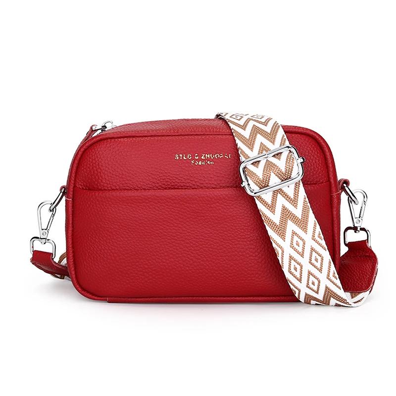 Genuine Leather Women's Crossbody Luxury Branded Soft Cowhide Shoulder Bag Simple Crossbody Purse Wallet Fashi Girls Tote Bag